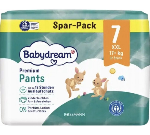 Подгузники-трусики Babydream Premium 7 (17+ кг) 32 шт