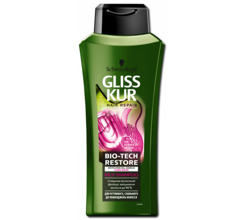 Шампунь для волосся Gliss Kur Bio-Tech Restore для чутливого, схильного до пошкодження волосся 400 мл