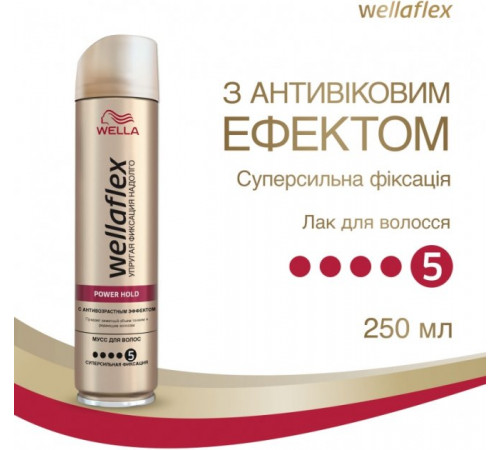 Лак для волосся Wellaflex Power Hold з антивіковим ефектом Суперсильная фіксація 250 мл