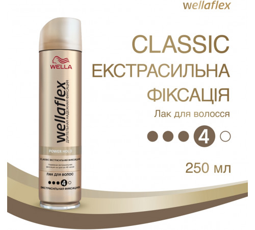 Лак для волос Wellaflex Power Hold Classic экстрасильной фиксации 250 мл