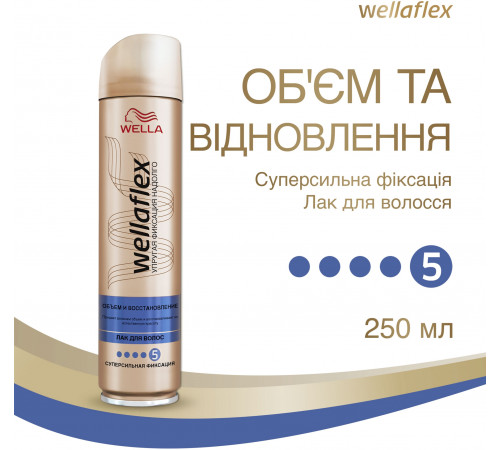 Лак для волос Wellaflex Объем и Восстановление Суперсильной фиксации 250 мл