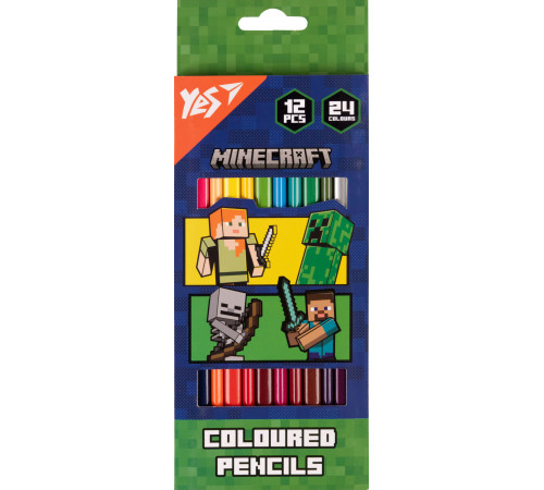 Карандаши детские двухцветные Yes 290744 Minecraft 12 шт 24 цветов Карандаши детские двухцветные Yes 290744 Minecraft 12 шт 24 цветов