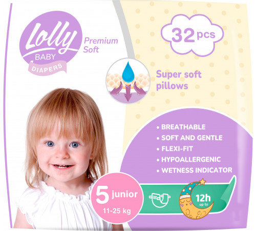 Підгузки дитячі Lolly Premium Soft 5 (11-25 кг) 32 шт