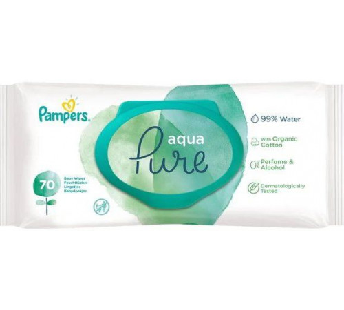 Влажные салфетки детские Pampers Aqua Pure 70 шт