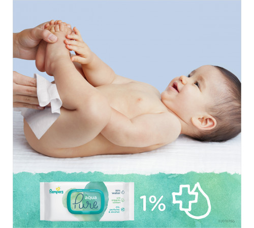 Вологі серветки дитячі Pampers Aqua Pure 70 шт