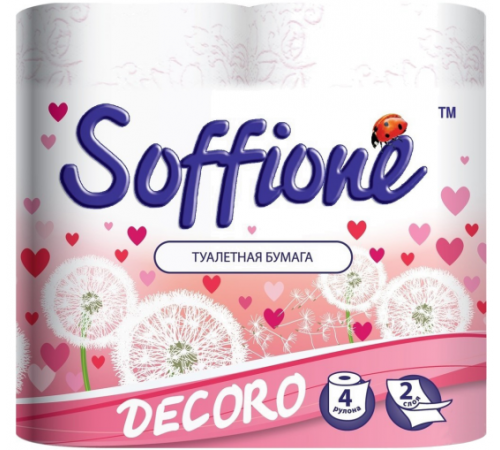 Туалетная бумага Soffione Decoro 2 слоя 4 рулона