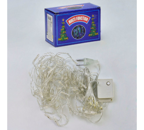 Гірлянда шторка С 31311 (100 лампочок, довжина проводу 3 метри, гілки: 40, 50, 68 см, мультиколор, від мережі 220 В)