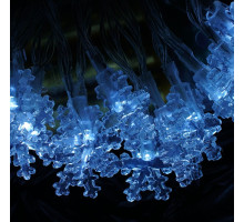 Гірлянда С 61490 Сніжинки (на батарейках, жовте світло, 2 режими) в пакеті