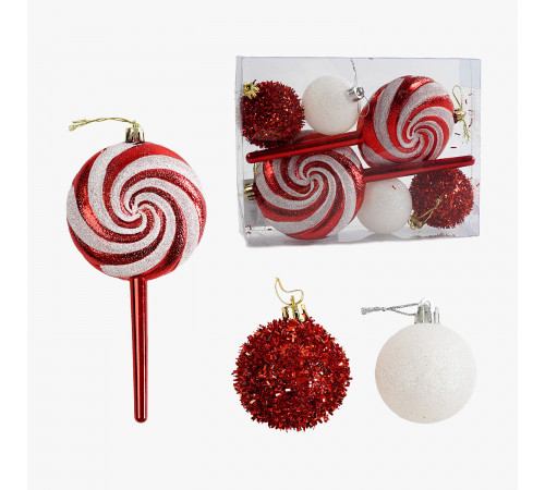 Новорічні прикраси С 67268 Мікс іграшок 6 шт в слюді