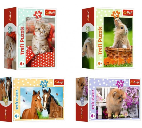 Пазли Trefl 19732/33/34/35 Милі тваринки 54 елементів