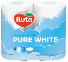 Туалетная бумага Ruta Pure White 3 слоя 4 рулона