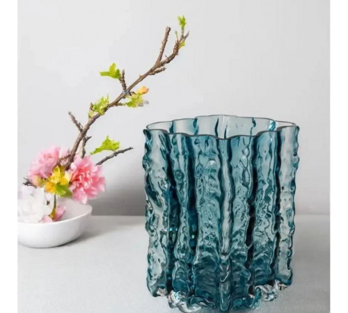 Ваза скляна Vittora VT-V-0003 Сапфір синя 20.5 см