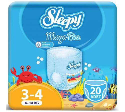 Підгузки-трусики для плавання Sleepy Swimming 3-4 (4-14 кг) 20 шт