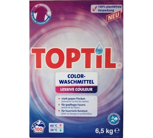 Пральний порошок Toptil Color 6.5 кг 100 циклів прання