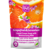 Жидкое крем-мыло Bioton Cosmetics Грейпфрут и Герань с увлажняющим молочком дой-пак 450 мл