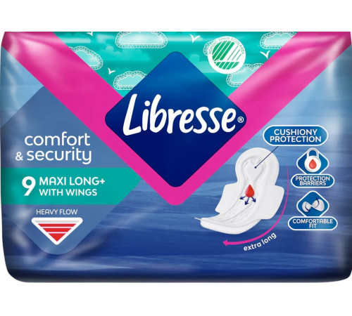 Гігієнічні прокладки Libresse Comfort & Security Maxi Long+ 9 шт