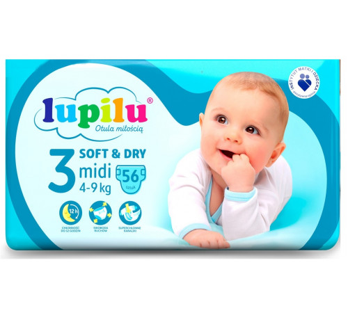 Подгузники Lupilu Soft&Dry 3 (4-9 кг) 56 шт