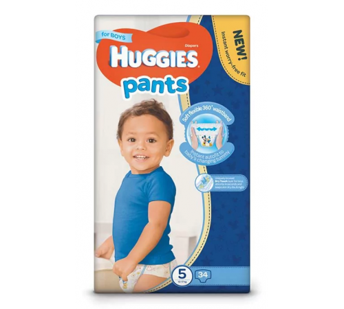 Підгузники-трусики дитячі Huggies Pants Box  (5) 12-17 34 шт для хлопчиків
