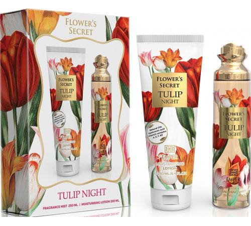 Подарунковий набір жіночий Emper Flower's Secret Tulip Night (спрей для тіла 250 мл + лосьйон для тіла 250 мл )