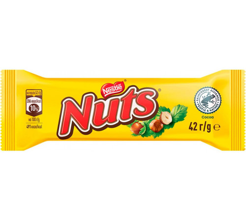 Батончик шоколадний Nestle Nuts 42 г Батончик шоколадний Nestle Nuts 42 г