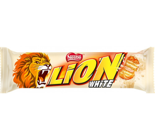 Вафлі Nestle Lion White з м'якою карамеллю вкриті пластівцями та білою глазур'ю 42 г Вафлі Nestle Lion White з м'якою карамеллю вкриті пластівцями та білою глазур'ю 42 г