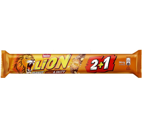 Батончик шоколадный Nestle Lion Арахис и соленая карамель 2+1 90 г Батончик шоколадный Nestle Lion Арахис и соленая карамель 2+1 90 г