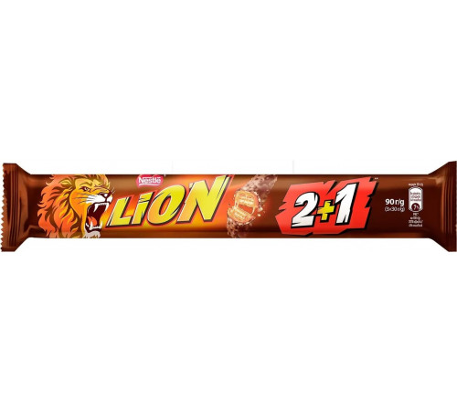 Батончик шоколадний Nestle Lion 2+1 90 г Батончик шоколадний Nestle Lion 2+1 90 г