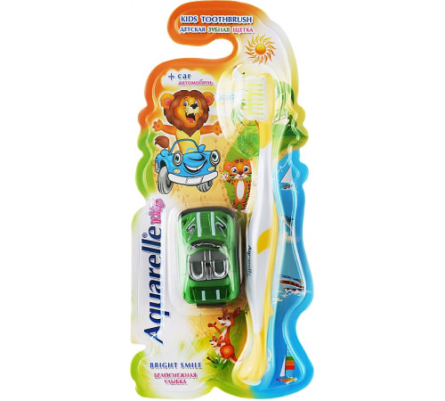Дитяча зубна щітка Aquarelle 621 з іграшкою Машинкою