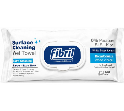 Вологі серветки для очищення поверхонь Fibril White Soap Scented 100 шт