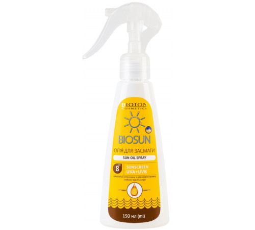 Олія для засмаги Bioton Cosmetics Biosun SPF 8 150 мл Олія для засмаги Bioton Cosmetics Biosun SPF 8 150 мл