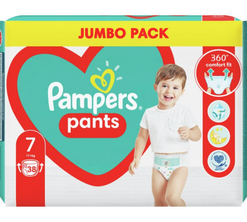 Підгузники-трусики Pampers Pants розмір 7 (Extra Large) 17+ кг 38 шт