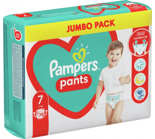 Підгузники-трусики Pampers Pants розмір 7 (Extra Large) 17+ кг 38 шт
