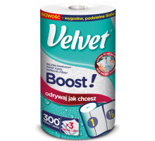 Паперовий рушник Velvet Boost 3 шари 300 відривів