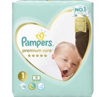 Підгузники Pampers Premium Care New Born Розмір 1 (Для новонароджених) 2-5 кг, 78 підгузників
