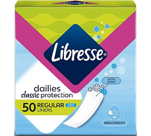 Щоденні гігієнічні прокладки Libresse Classic Regular Deo 50 шт