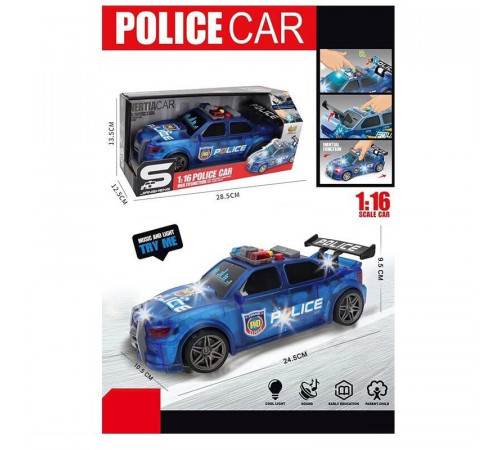 Машинка JS 124 H Поліція (інерція, підсвічування, звук, рухомі елементи) в коробці