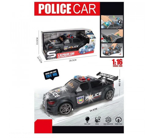 Машинка JS 124 I Поліція (інерція, підсвічування, звук, рухомі елементи) в коробці