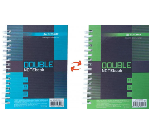 Блокнот Buromax ВМ24671101 Double А6 на пружині збоку 96 аркушів