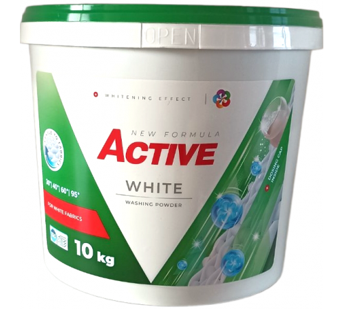 Пральний порошок Active White відро 10 кг 130 циклів прання