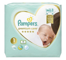Подгузники Pampers Premium Care Newborn 1 (Для новорожденных) 2-5 кг, 26 подгузника