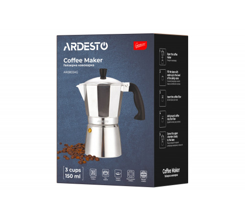 Гейзерная кофеварка Ardesto Gemini Cremona AR0803AG 3 чашки 150 мл