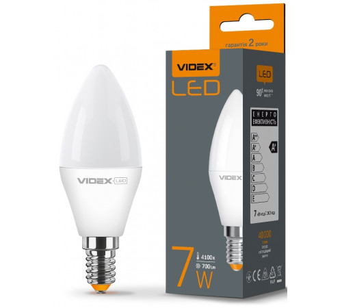 Лампа Videx LED VL-С37e-07144 Е14 4100К 7W белый свет 4820118297323)