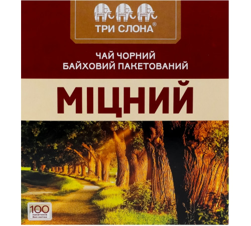 Чай черный байховый Три Слона крепкий 100 пакетиков