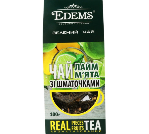 Чай зелений Edems зі шматочками Лайм М'ята 100 г