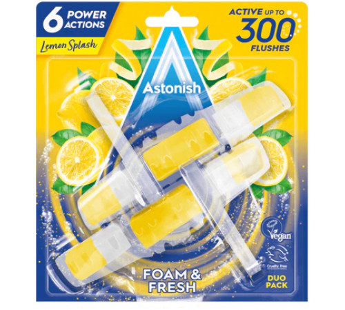 Туалетний блок для унітазу Astonish Lemon Splash 2 х 40 г