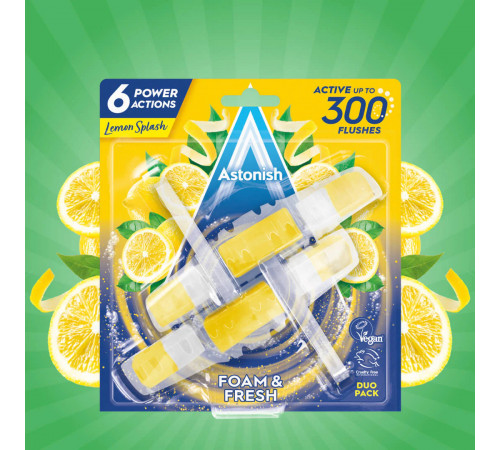 Туалетный блок для унитаза Astonish Lemon Splash 2 х 40 г