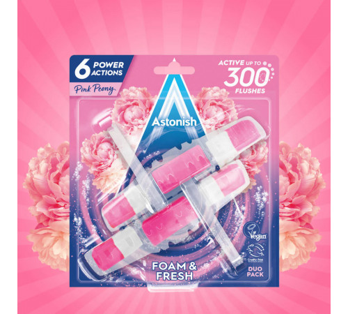 Туалетний блок для унітазу Astonish Pink Peony 2 х 40 г