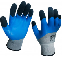 Перчатки рабочие Werk WE2139 серые с синим латексным покрытием усиленные 10 размер