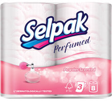 Туалетная бумага Selpak Perfumed 3 слоя пудра 8 рулона