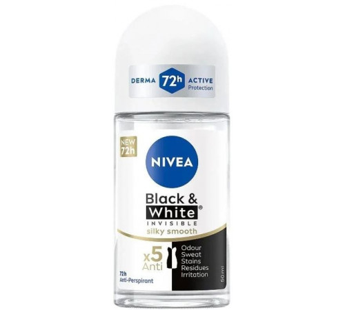 Дезодорант кульковий жіночий Nivea Black & White Invisible Silky Smooth 50 мл